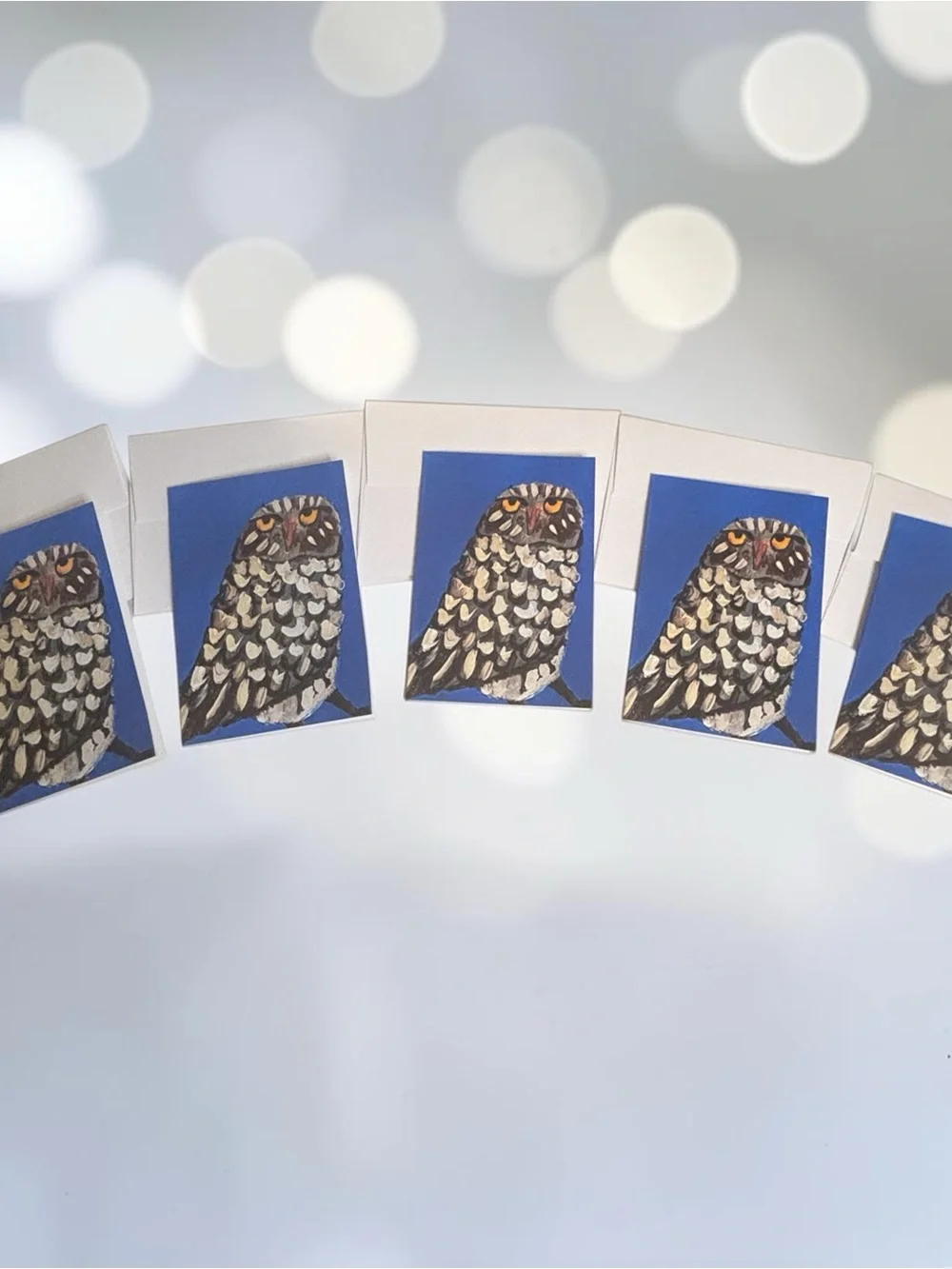 Wise Owl on Blue Sky – 5 Pack Greeting Card Set by Briefcase Artist